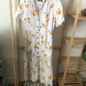 Urban Outfitters polka dot floral short sleeve midi dress